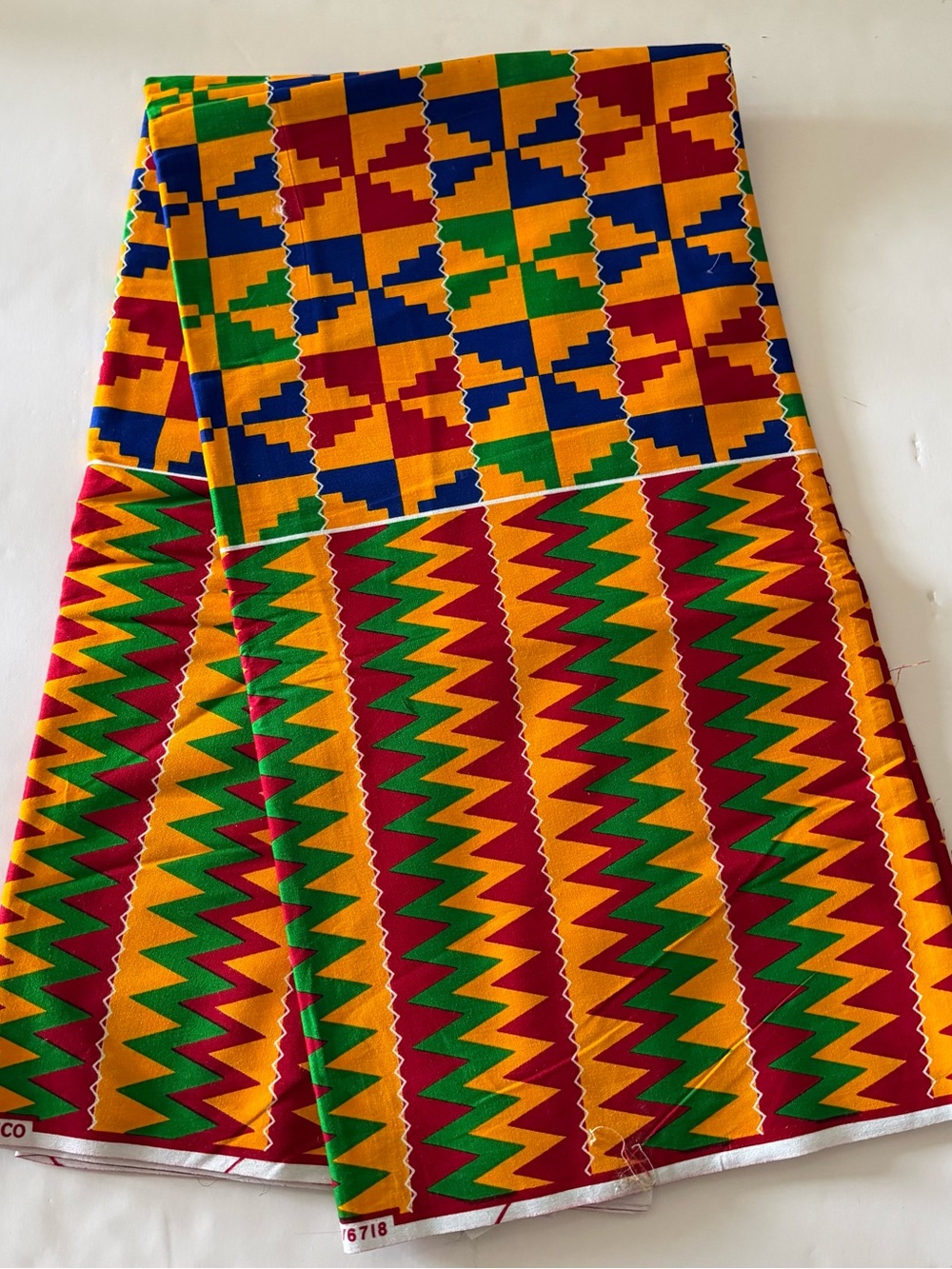 Vibrant Cotton Print Fabric - Bold Yellow, Red, Green & Blue